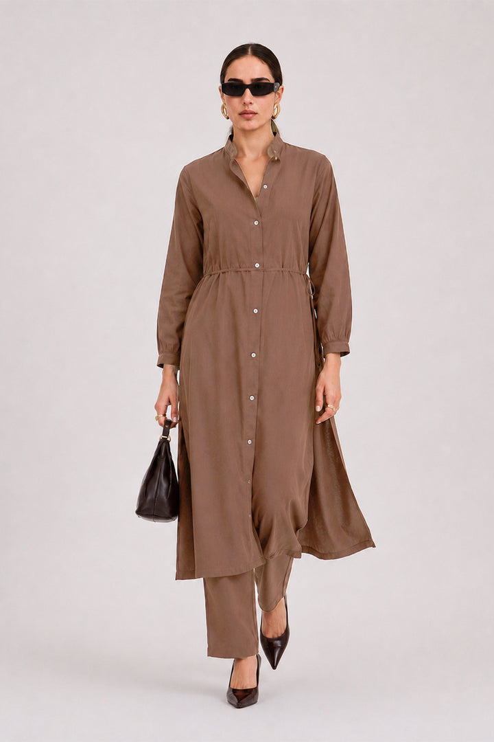 Mocha Linen Flow Co-Ord Set