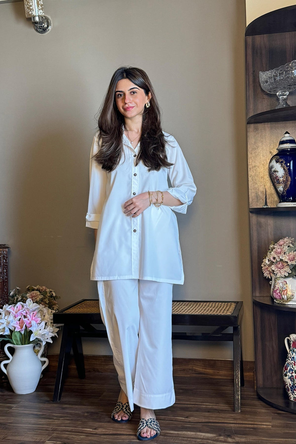 Classic Button - Down Co Ord Set - 03 - Peach Republic