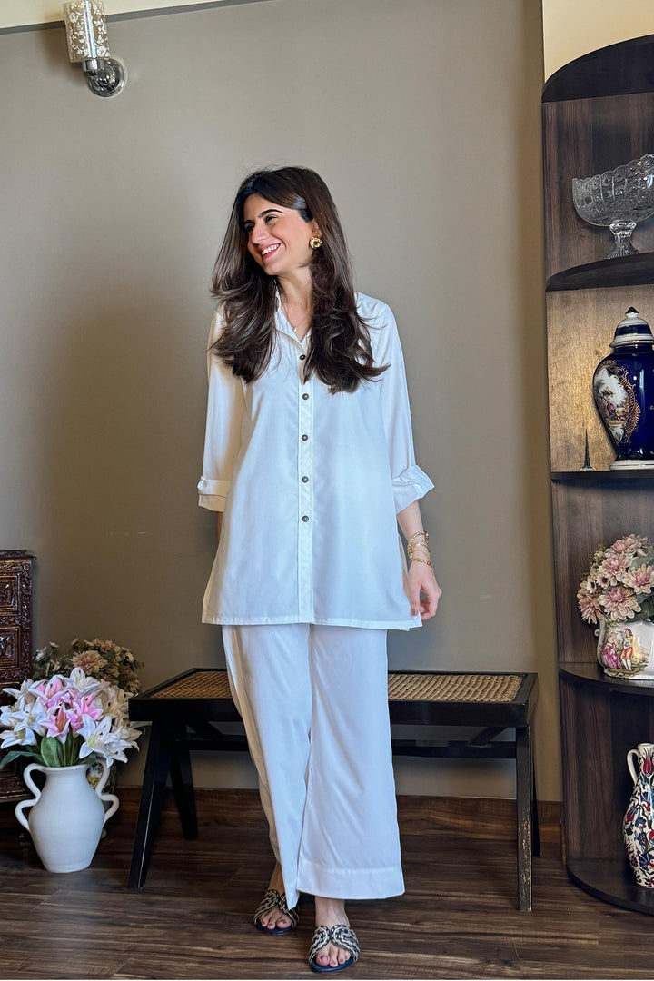 Classic Button - Down Co Ord Set - 03 - Peach Republic