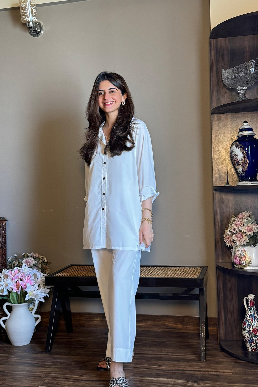 Classic Button - Down Co Ord Set - 03 - Peach Republic
