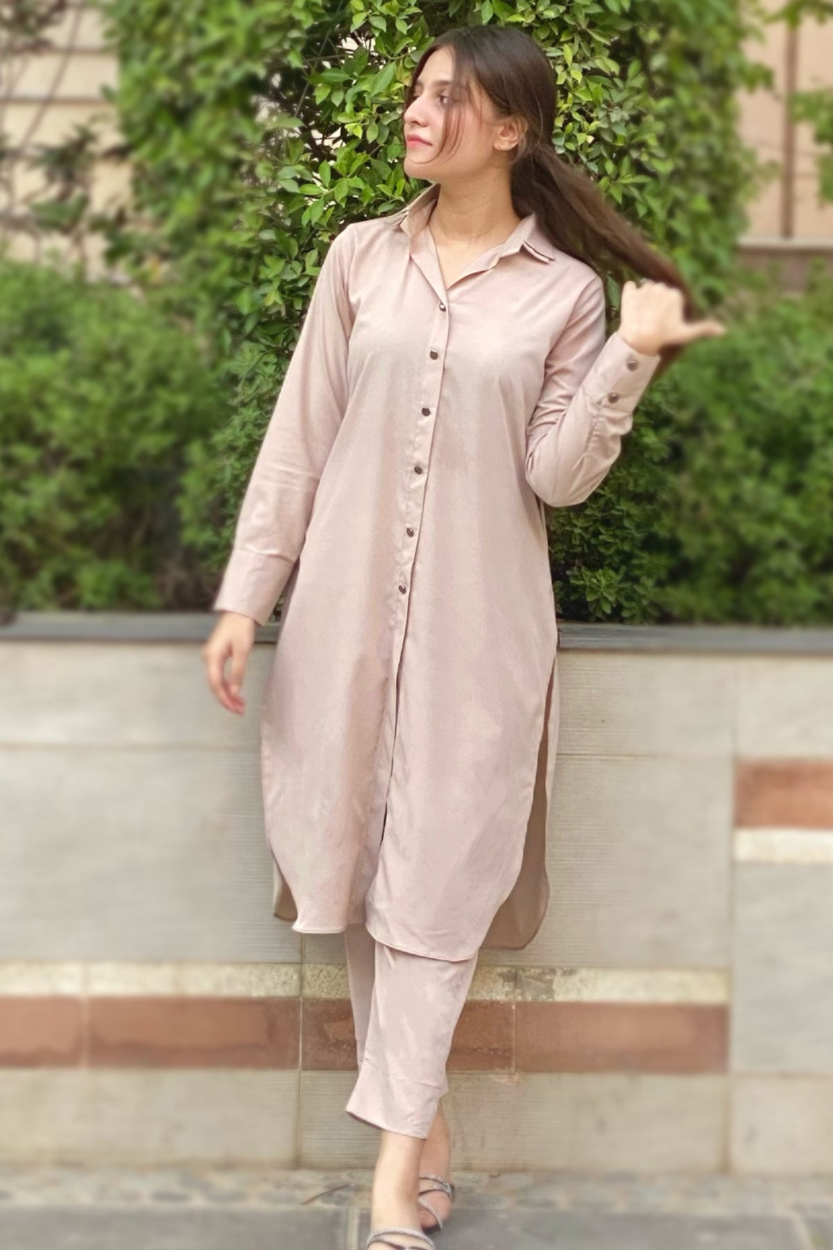 Classic Buttoned Dress - Peach Republic