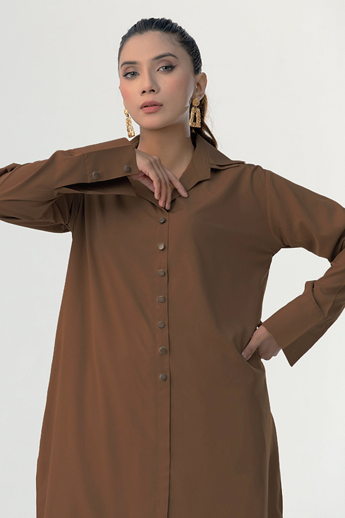 Classic Buttoned Dress - Peach Republic