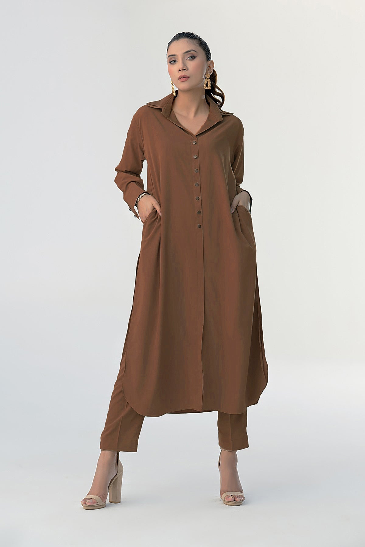 Classic Buttoned Dress - Peach Republic