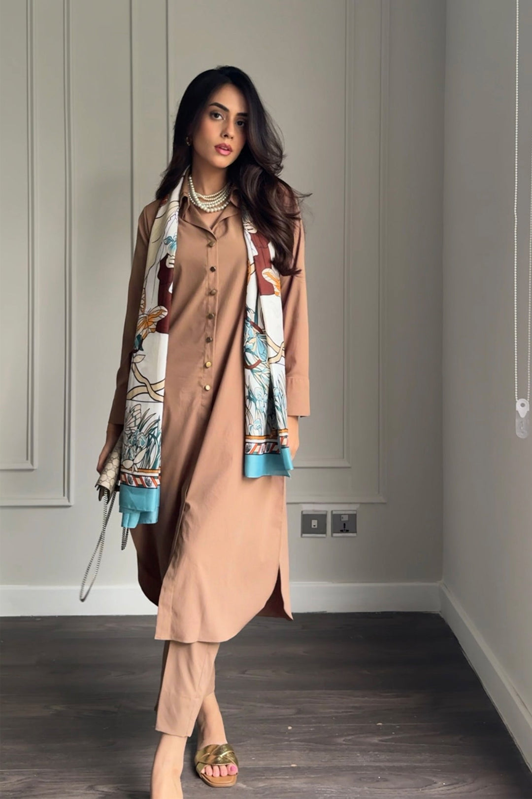 Classic Buttoned Dress - Peach Republic