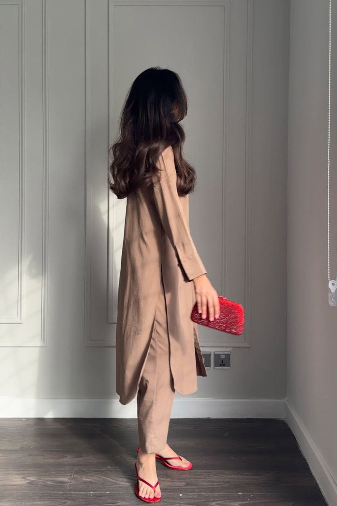 Classic Buttoned Dress - Peach Republic