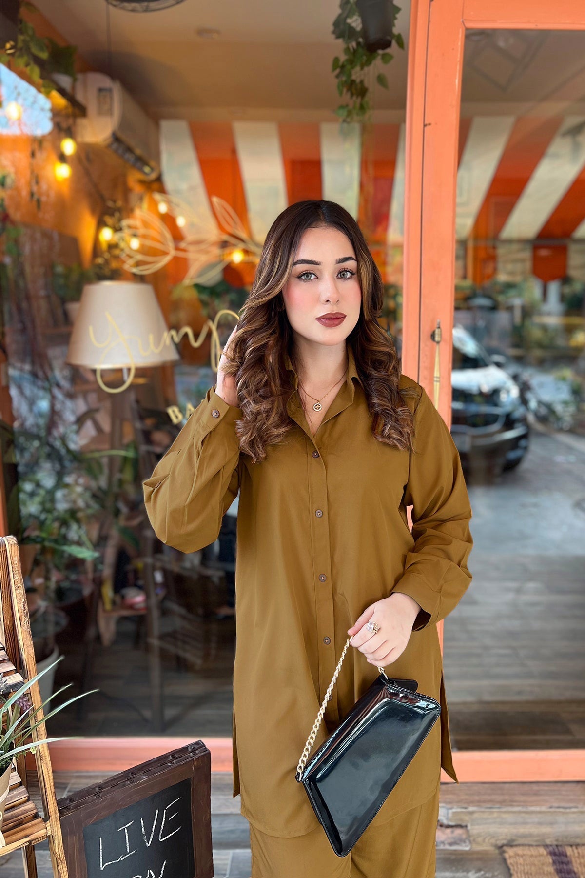 Classic Caramel Co Ord Set - Peach Republic