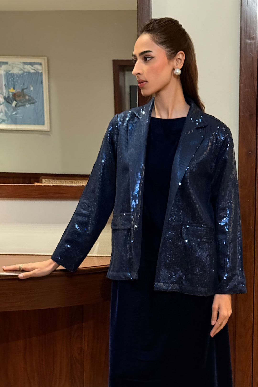 Blue Sequin Coat