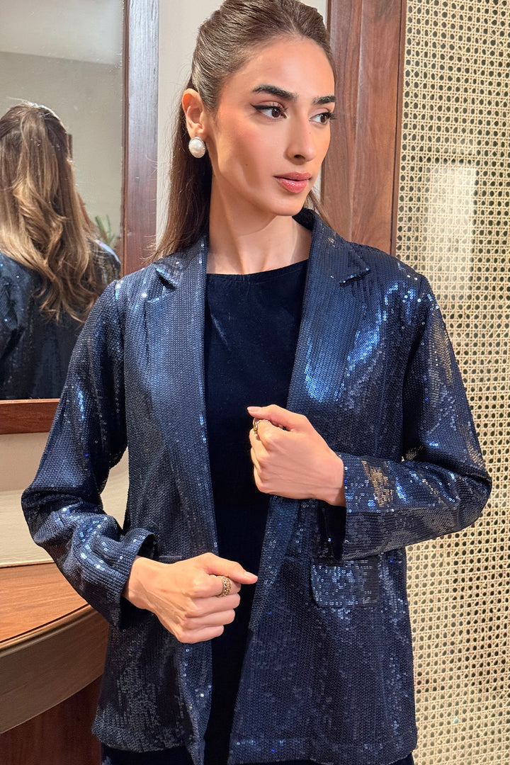 Blue Sequin Coat