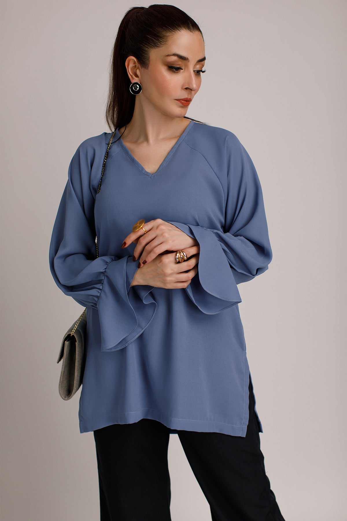 Cloud Blue Crepe Top - Peach Republic