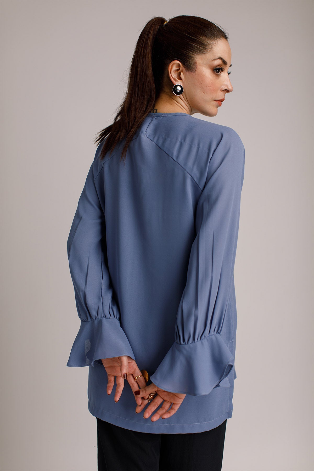 Cloud Blue Crepe Top - Peach Republic