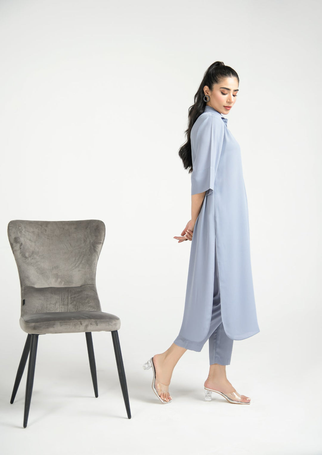 Cloud Blue Crepe Dress