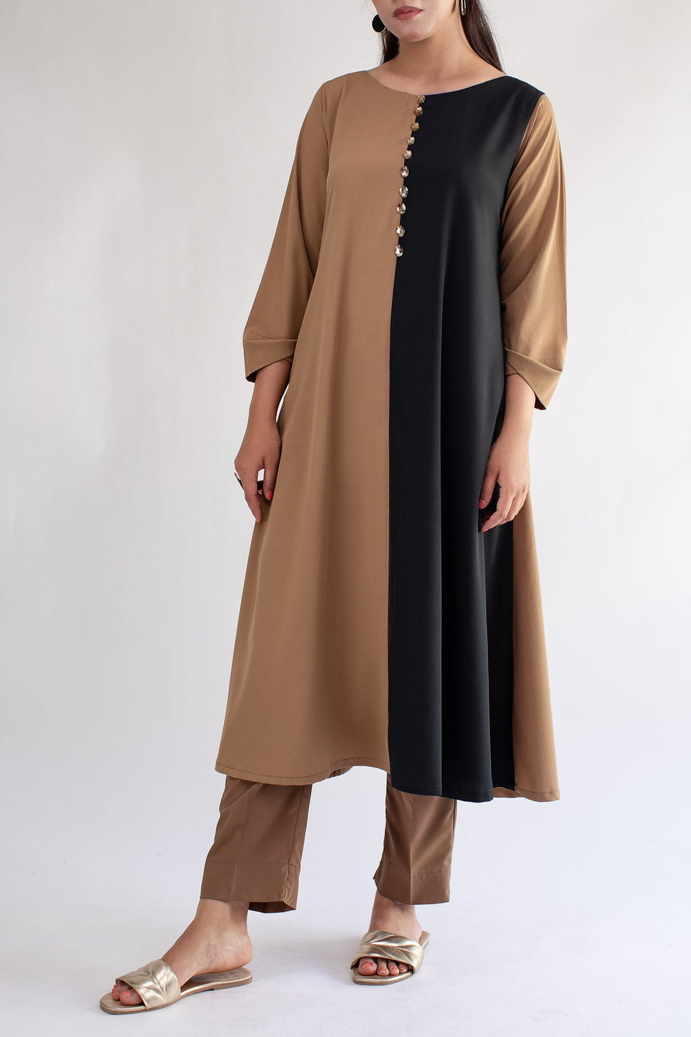 Colour Block Dress - 02 - Peach Republic