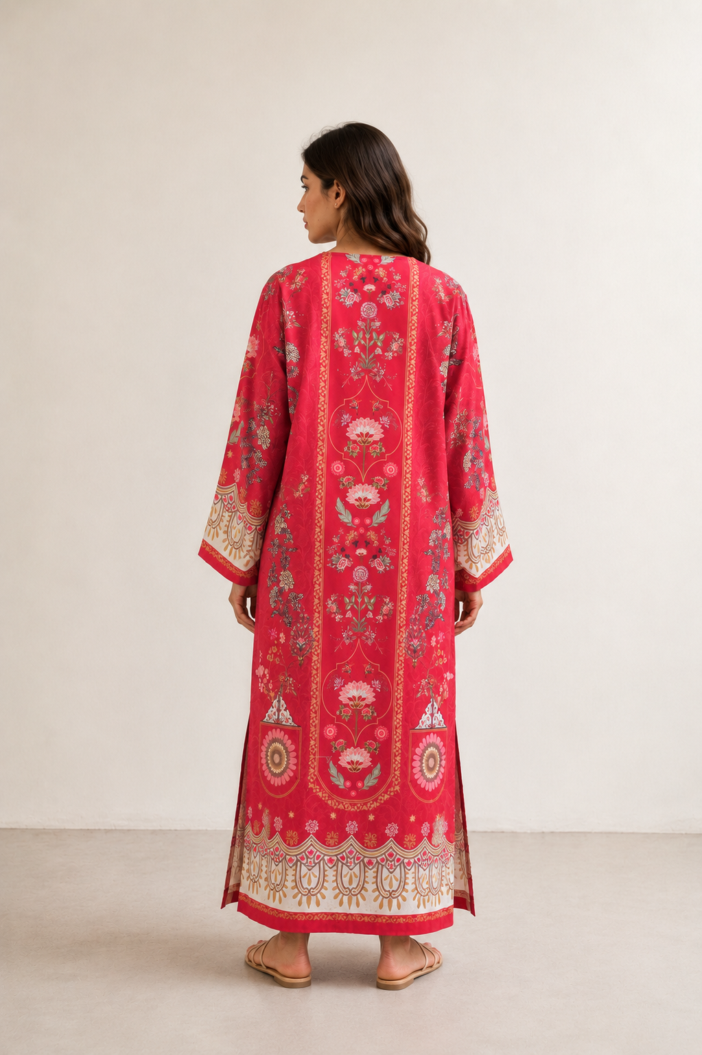 Crimson Rosette Kaftan - Back view