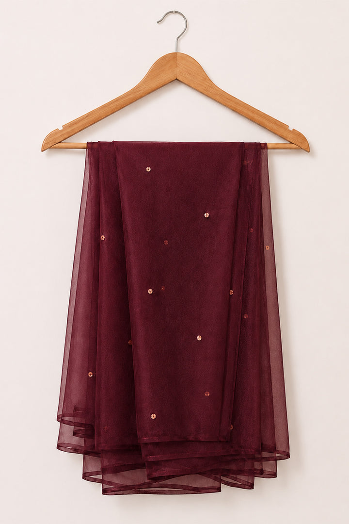 Maroon Organza Dupatta