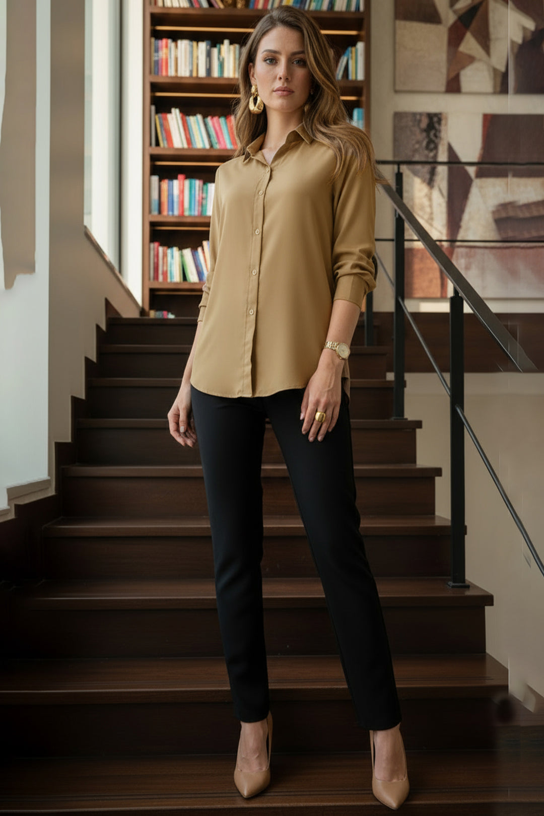 Pastel Brown Collar Top