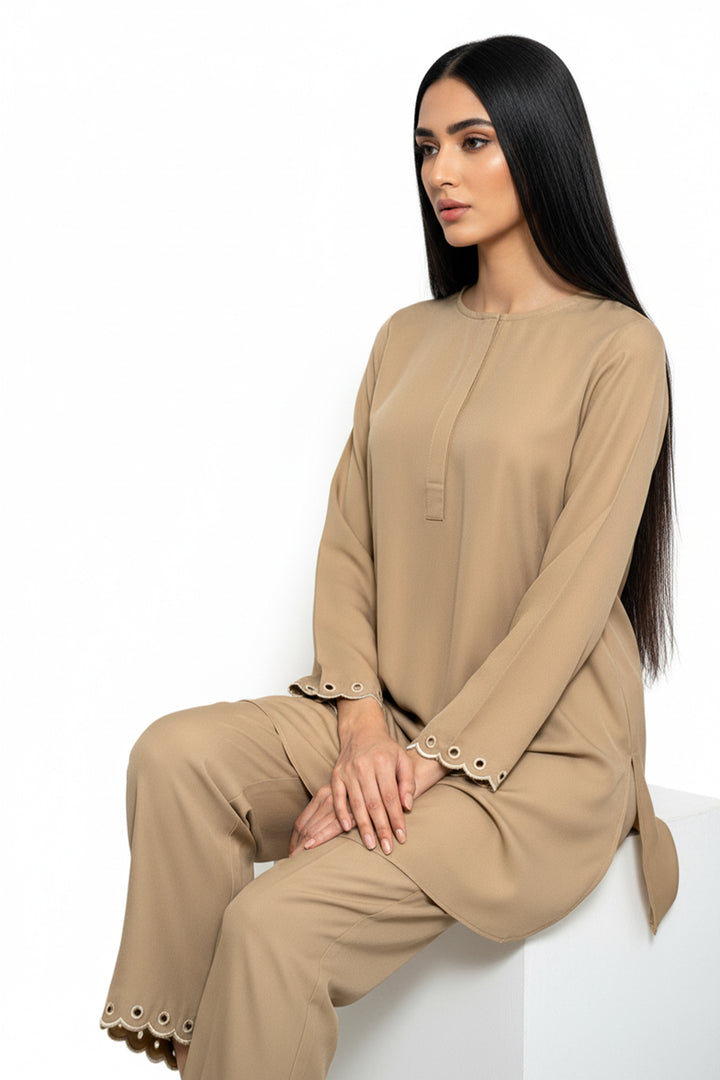 Mocha Embroidered Co Ord Set