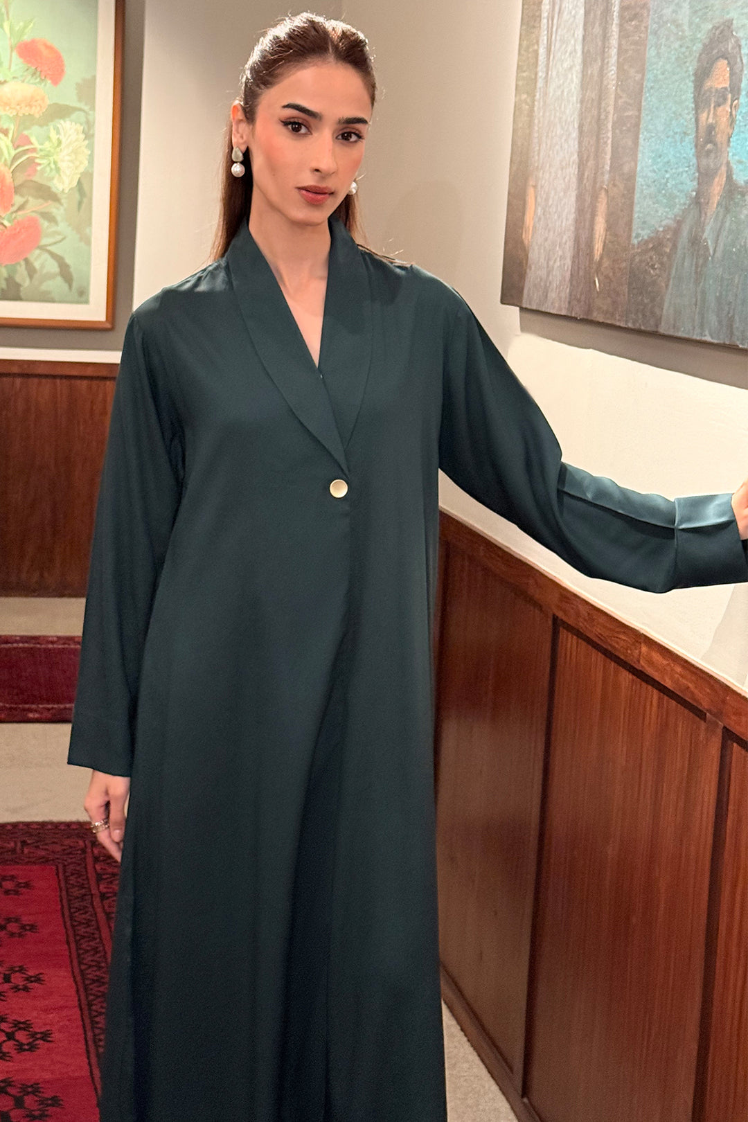 Bottle Green Linen Dress