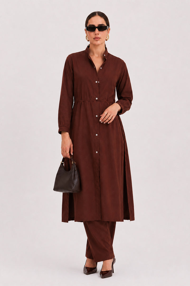 Dark Mocha Linen Flow Co-Ord Set