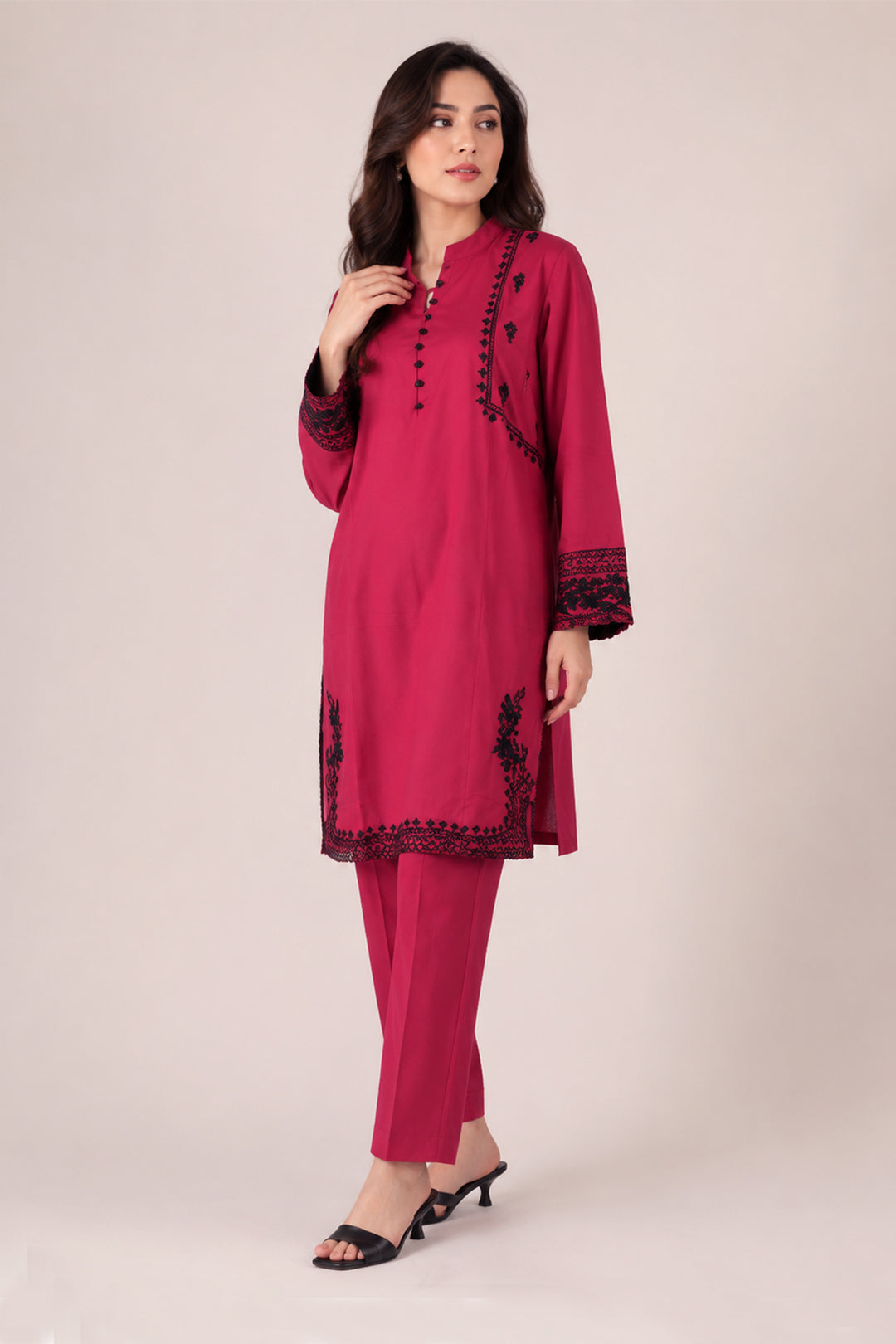 Maroon Embroidered  2 - Piece Set