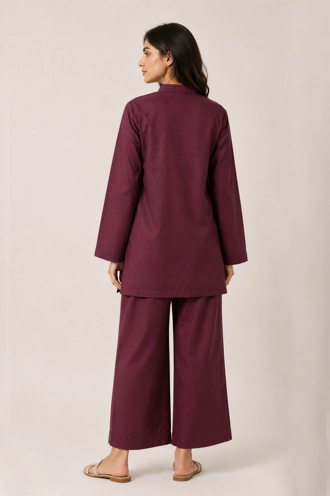 Burgundy Wine Korean Silk 2 - Piece Set