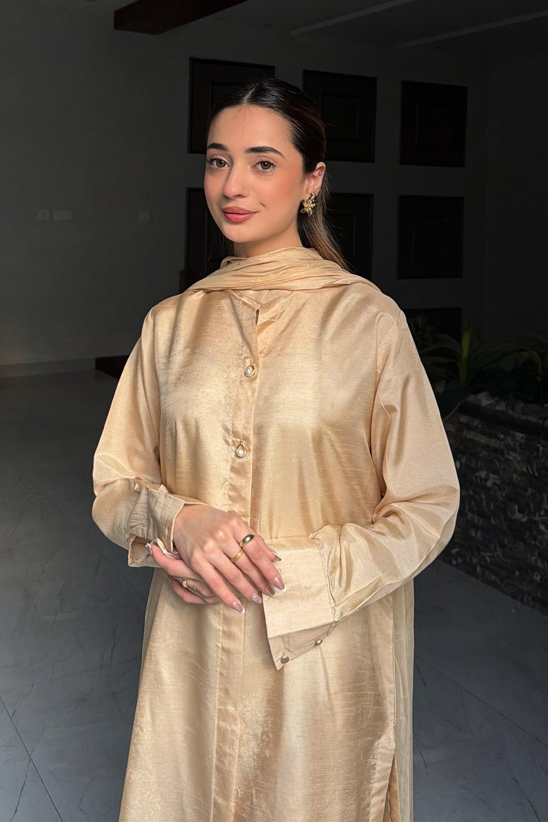 Champagne Korean Silk 3-Piece Set