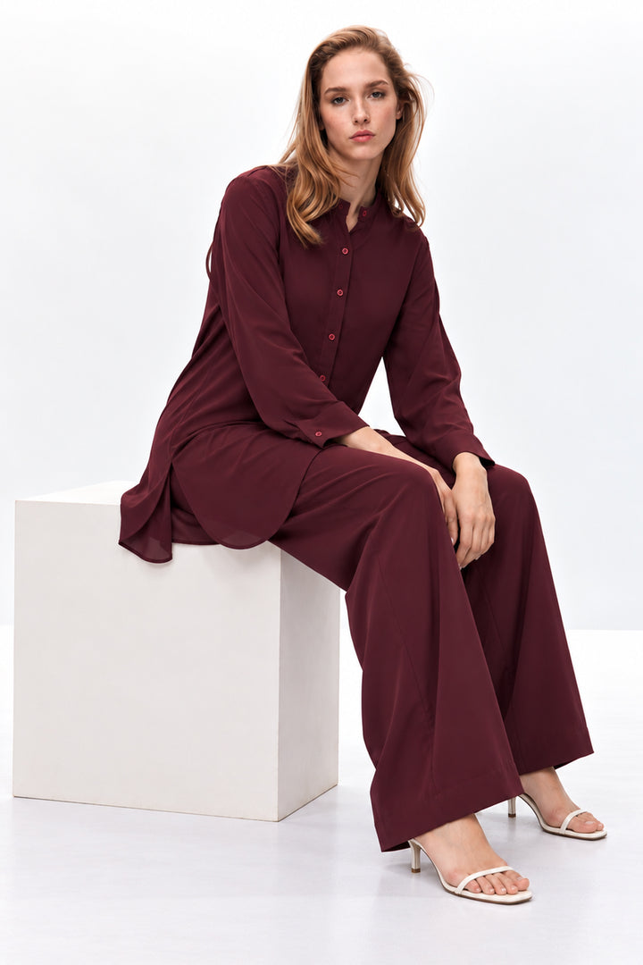 Burgundy Button-Down Co-ord