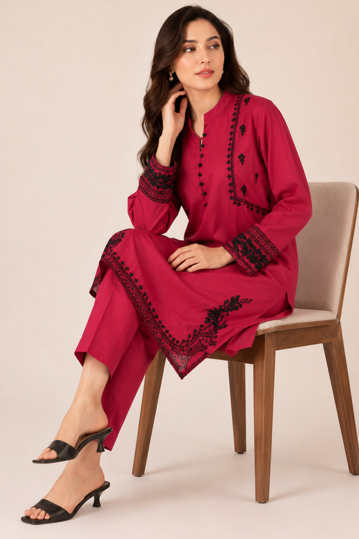 Maroon Embroidered  2 - Piece Set