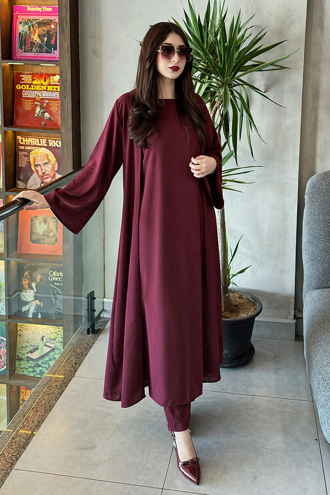 Maroon Layered Dress