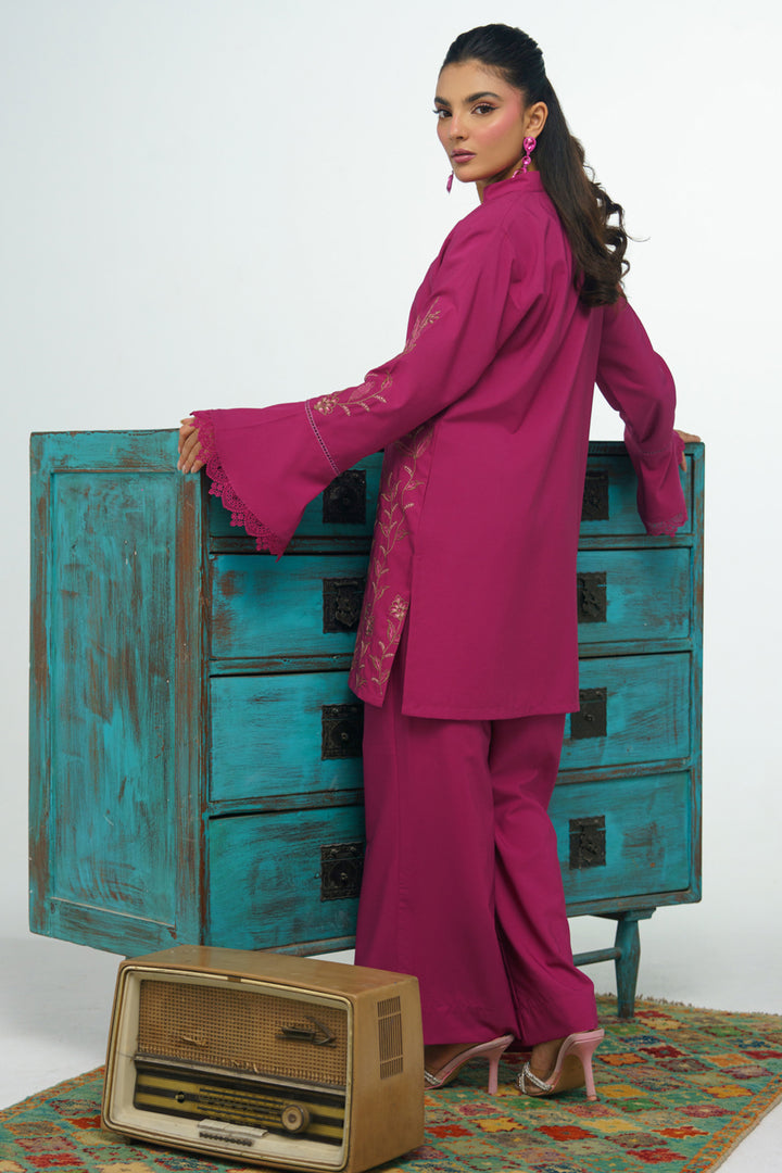 Mauve Pink Embroidered Co Ord Set
