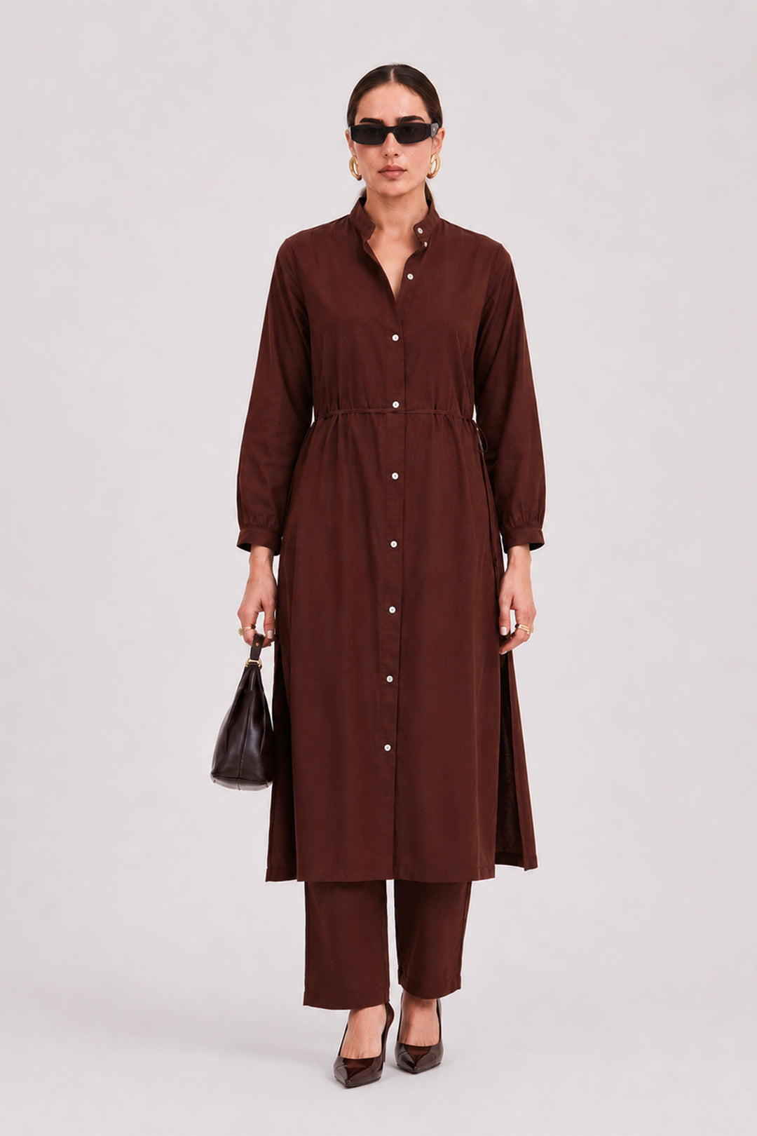 Dark Mocha Linen Flow Co-Ord Set