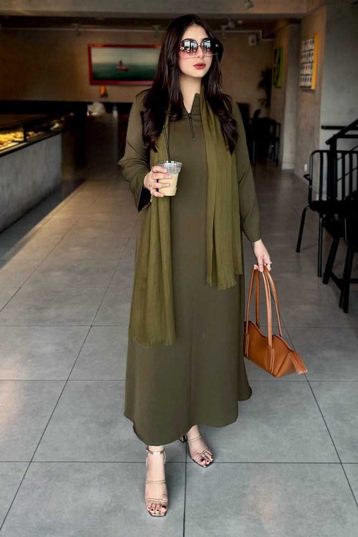 Olive Zipper Dress