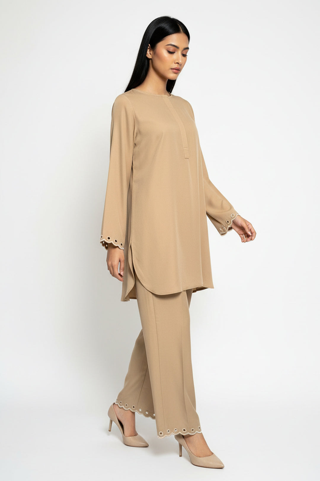 Mocha Embroidered Co Ord Set