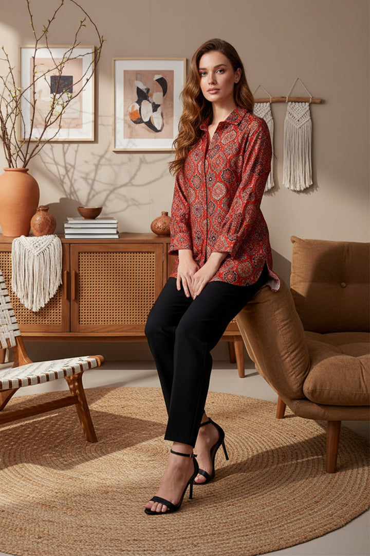 Printed Silk Top - 011