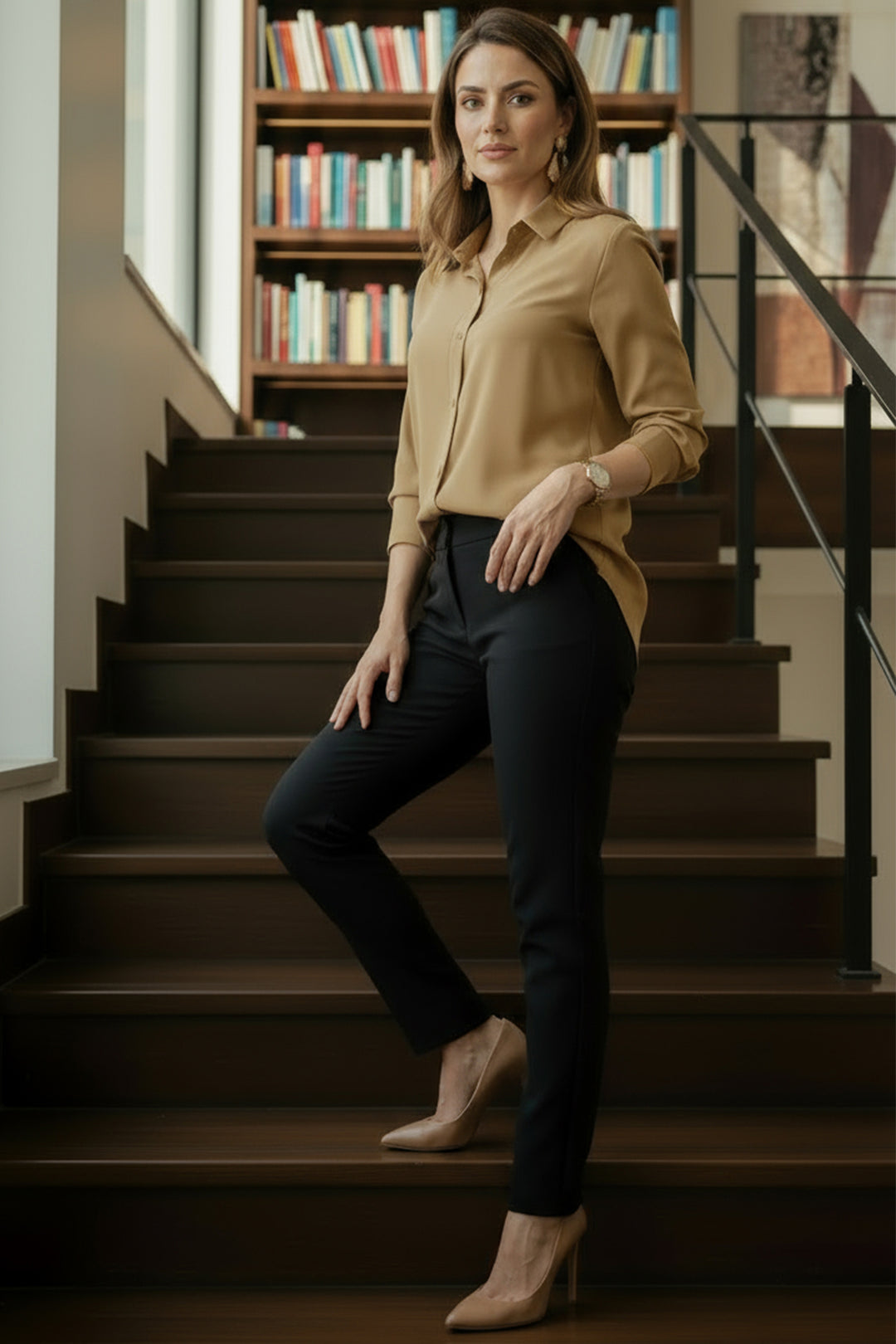 Pastel Brown Collar Top