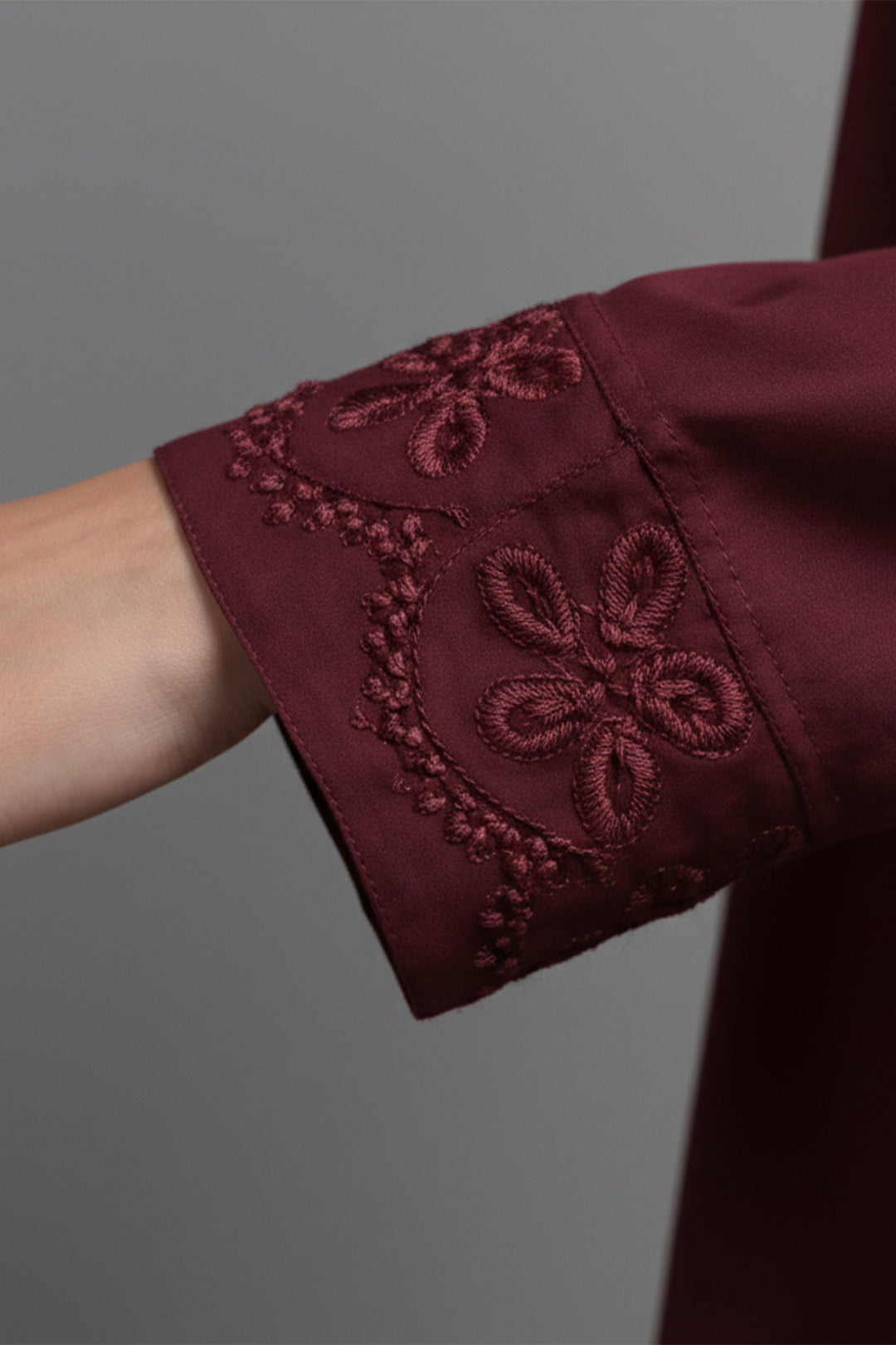 Maroon Embroidered Dress - 011