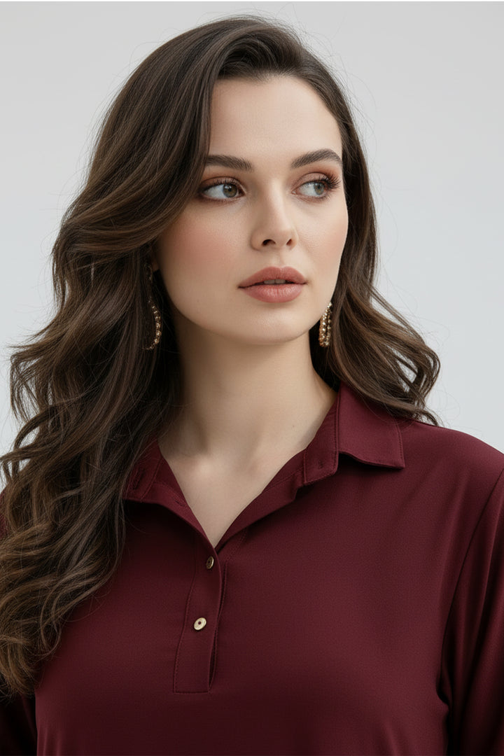 Maroon A-Line Dress