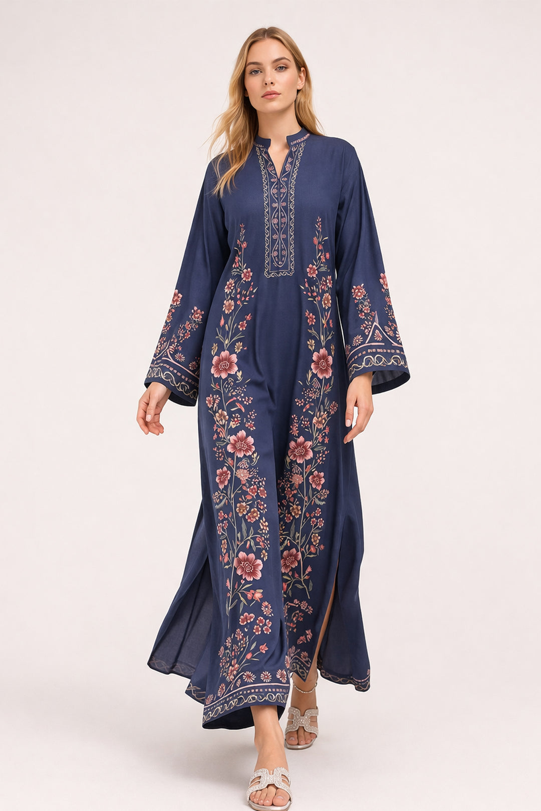 Navy Blue Bloom Kaftan