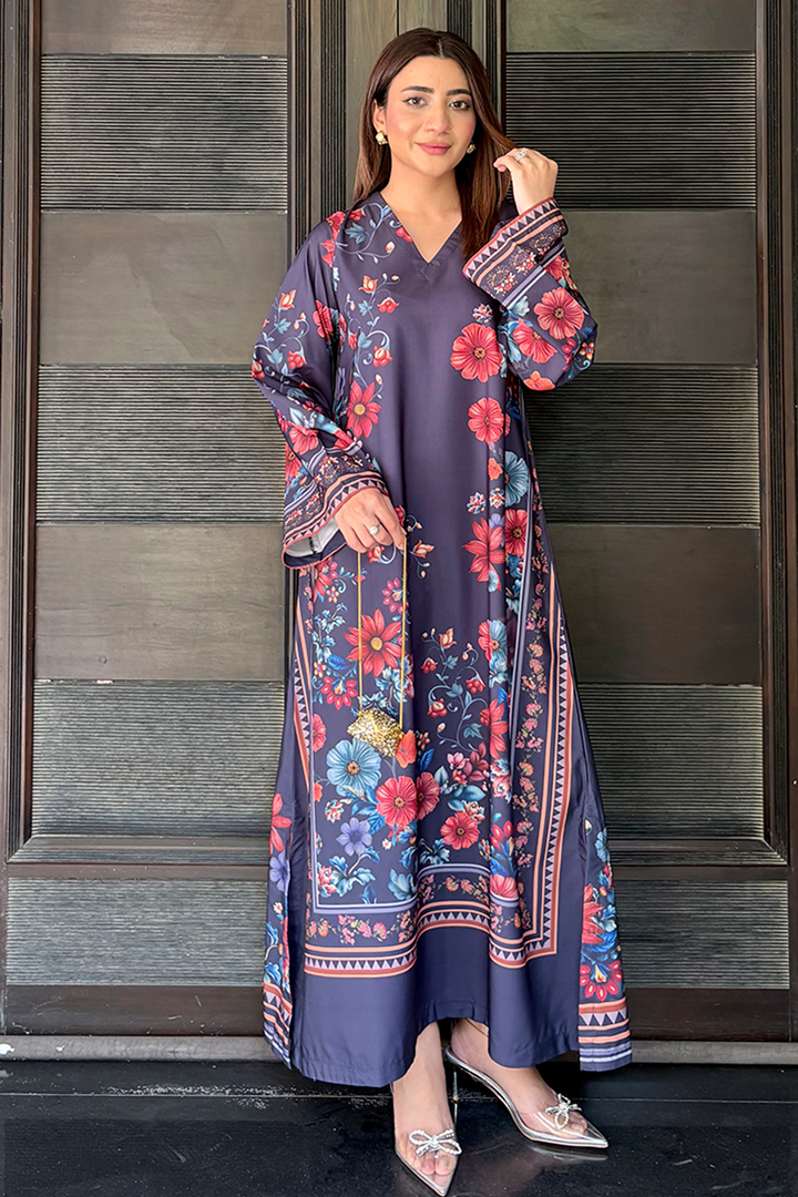 Navy Blue Floral Kaftan