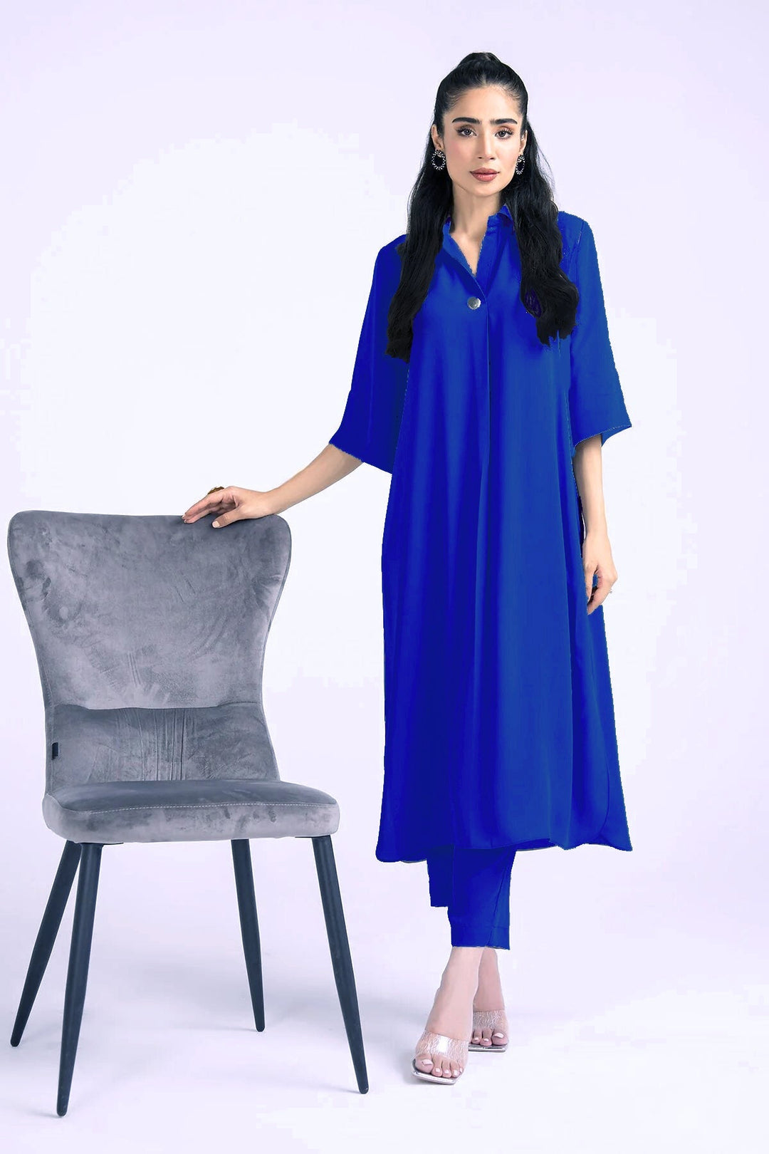 Elegant Crepe Dress - 02 - Peach Republic