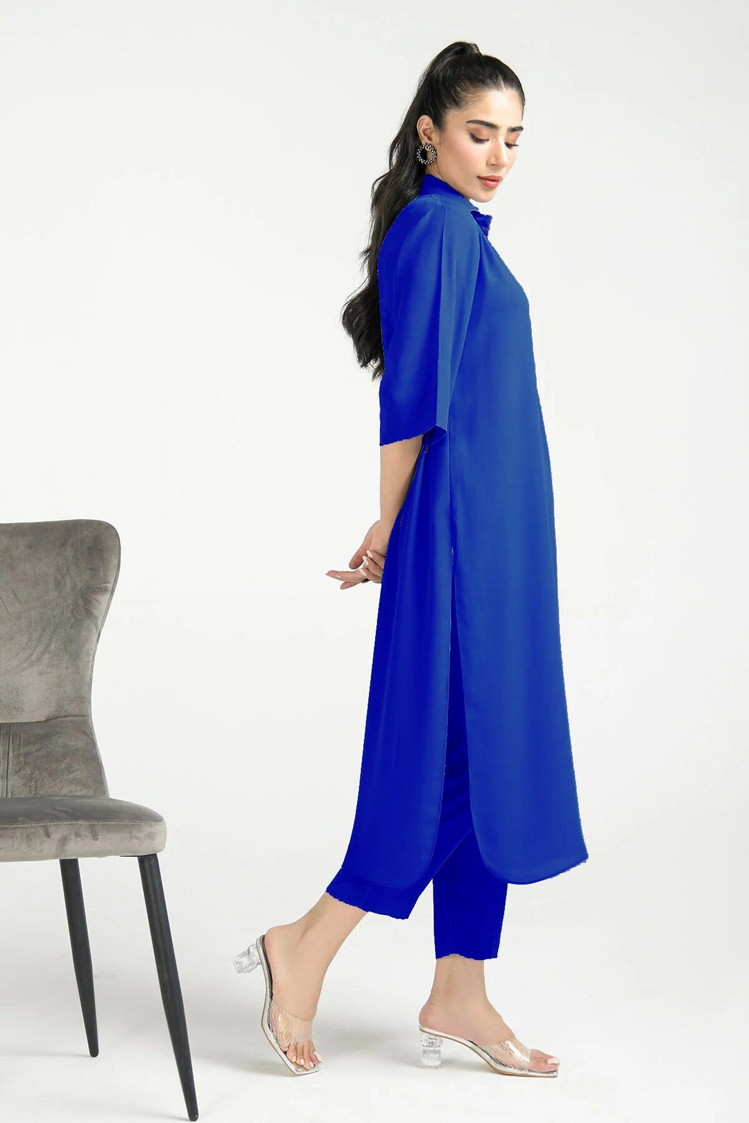 Elegant Crepe Dress - 02 - Peach Republic