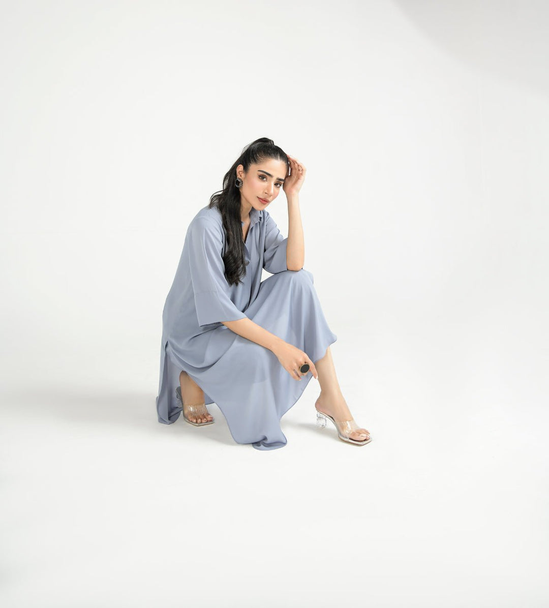 Elegant Crepe Dress - 02 - Peach Republic