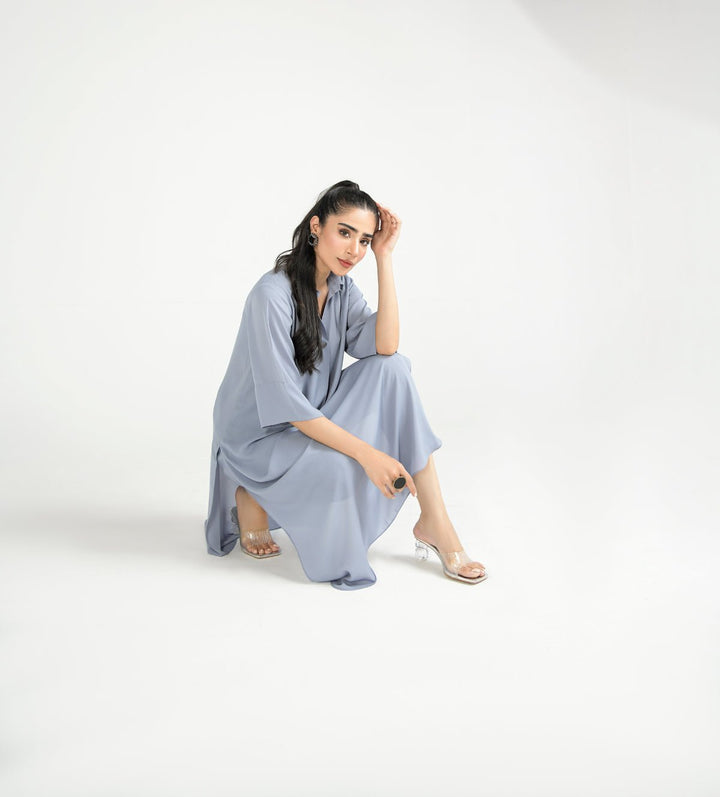 Elegant Crepe Dress - 02 - Peach Republic