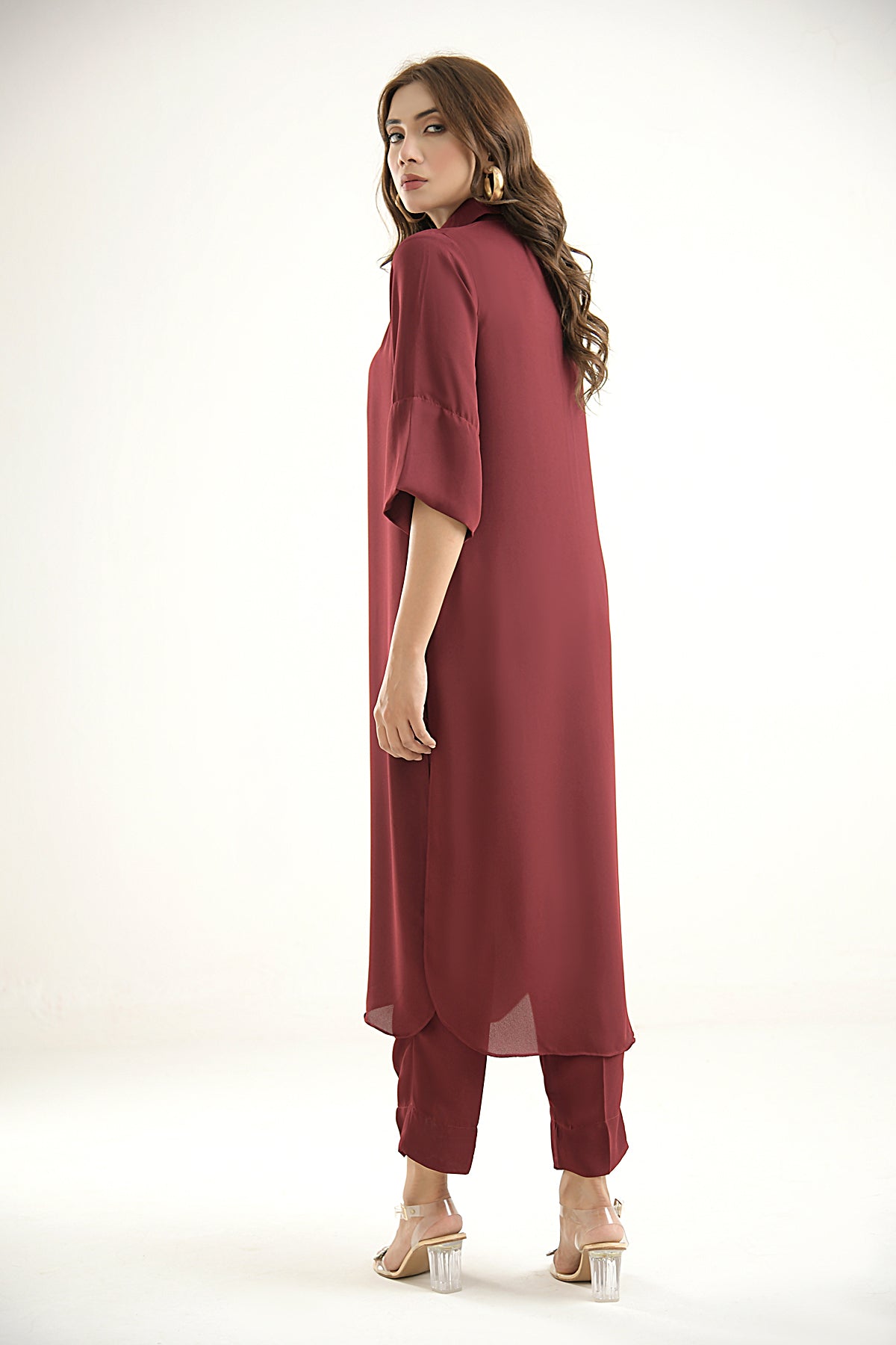 Elegant Crepe Dress - Peach Republic