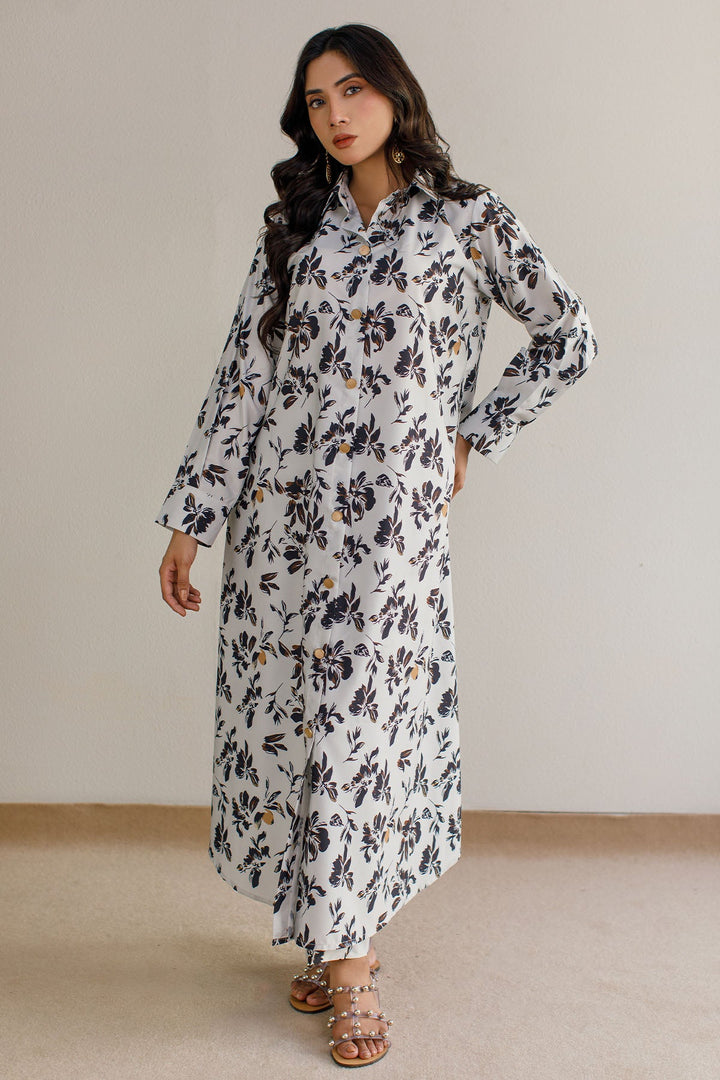 Elegant Printed A - Line Dress - Peach Republic