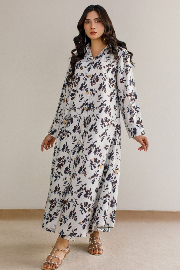 Elegant Printed A - Line Dress - Peach Republic