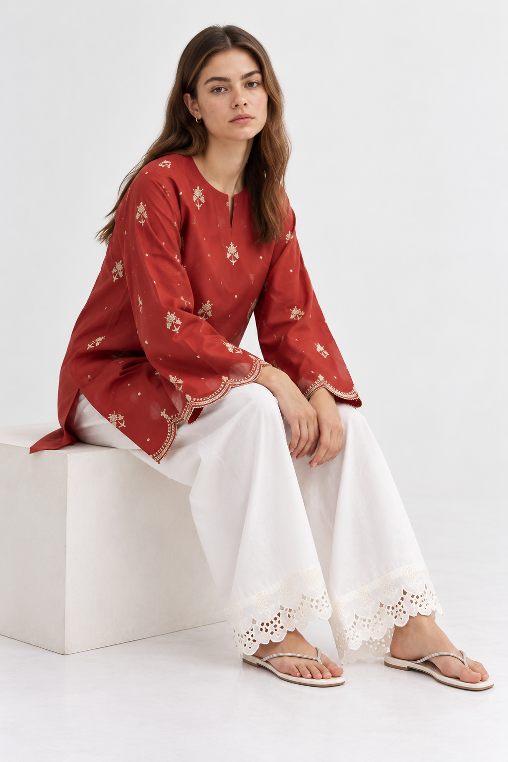 Embroidered Clay Ensemble studio front pose