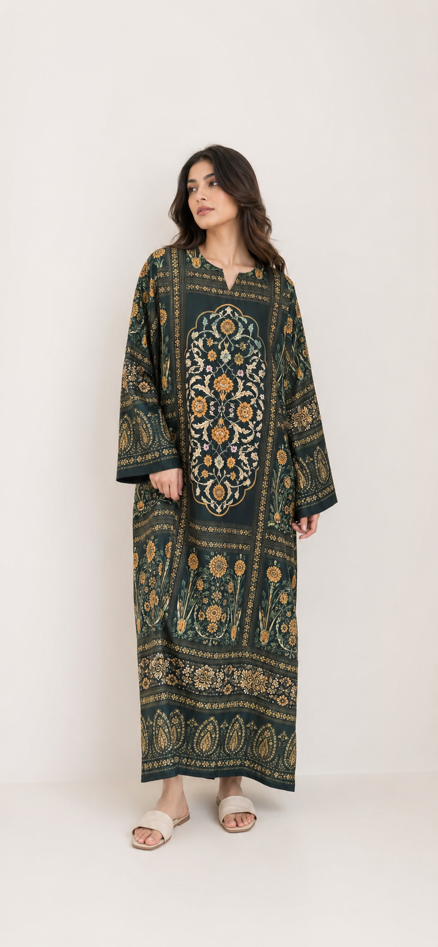 Emerald Tapestry Kaftan - Front view