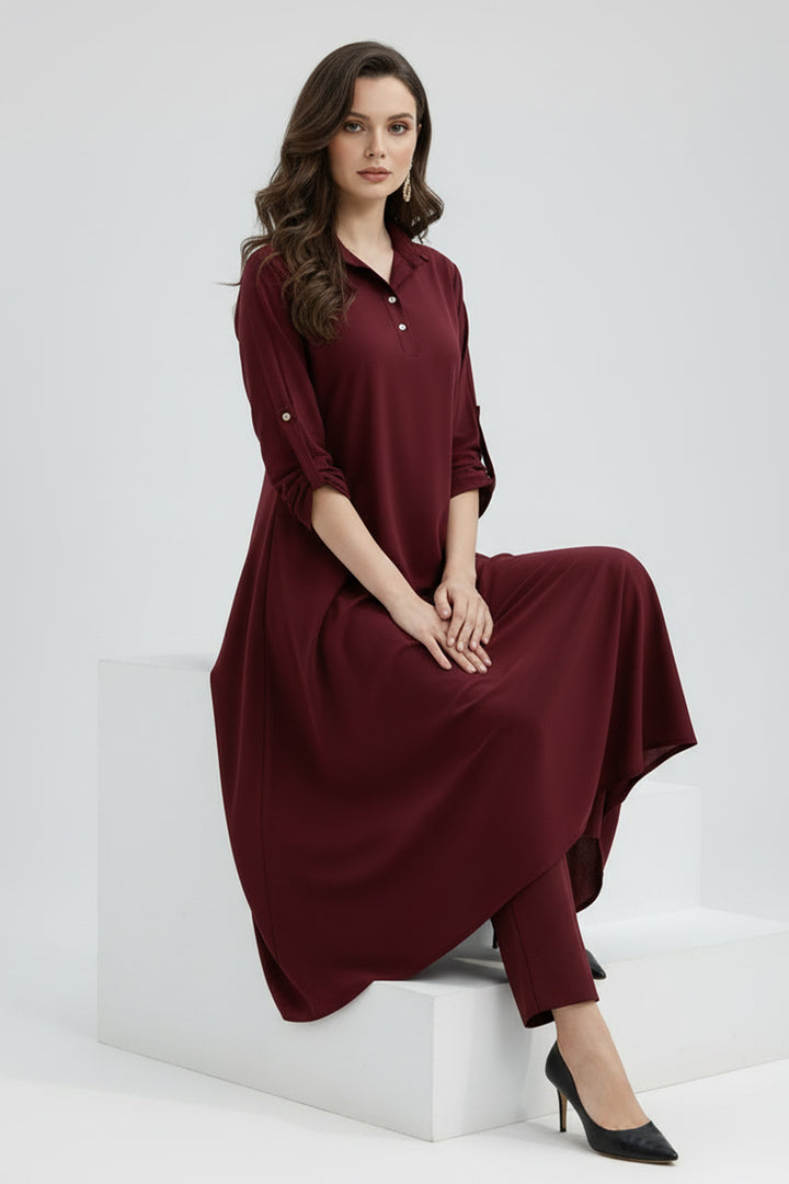 Maroon A-Line Dress