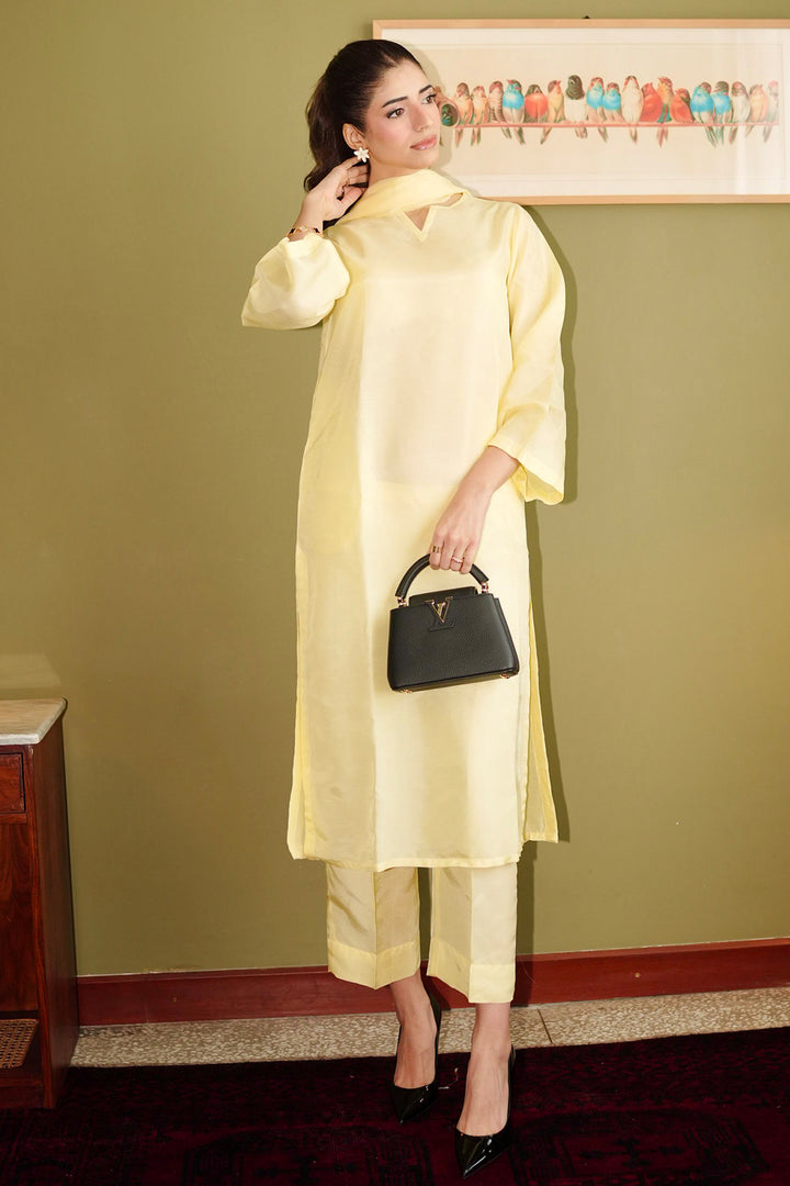 Butter Yellow Korean Silk 3-Piece Set