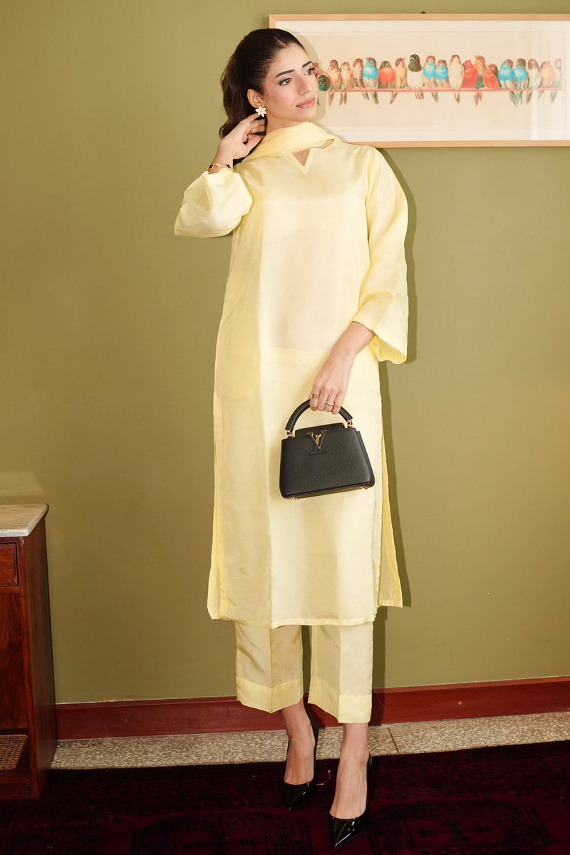 Butter Yellow Korean Silk 3-Piece Set